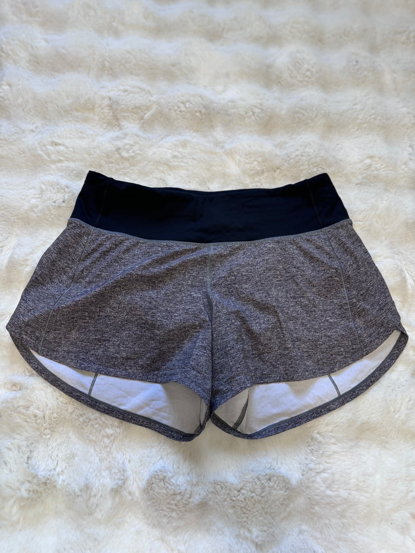 Speed up shorts 4” Heather Lux Multi Black / Graphite Grey size 6