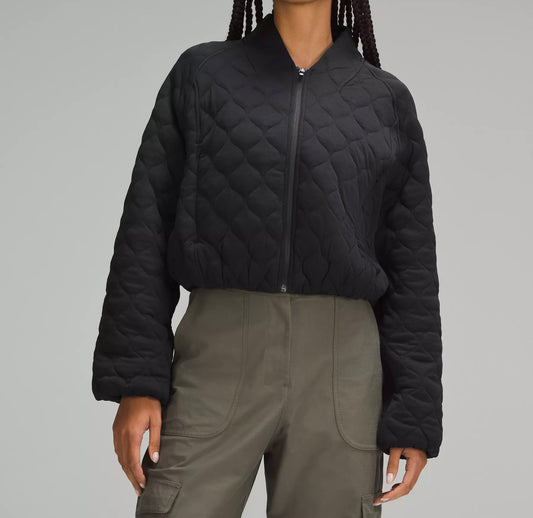 Quilted Bomber Jacket Black