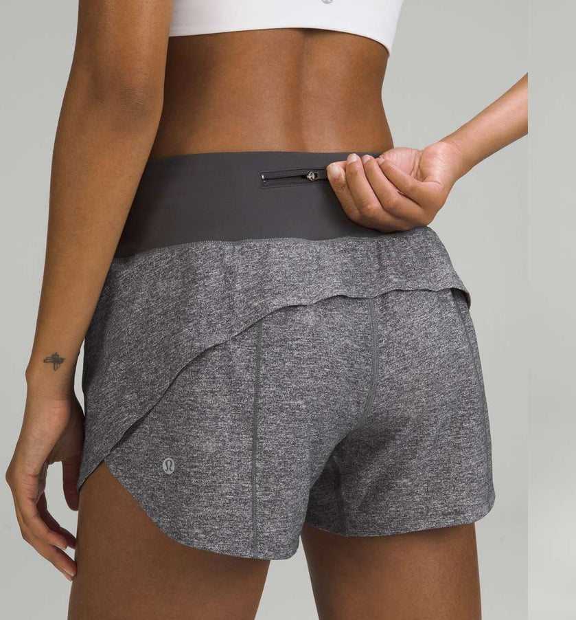 Speed up shorts 4” Heather Lux Multi Black / Graphite Grey size 6