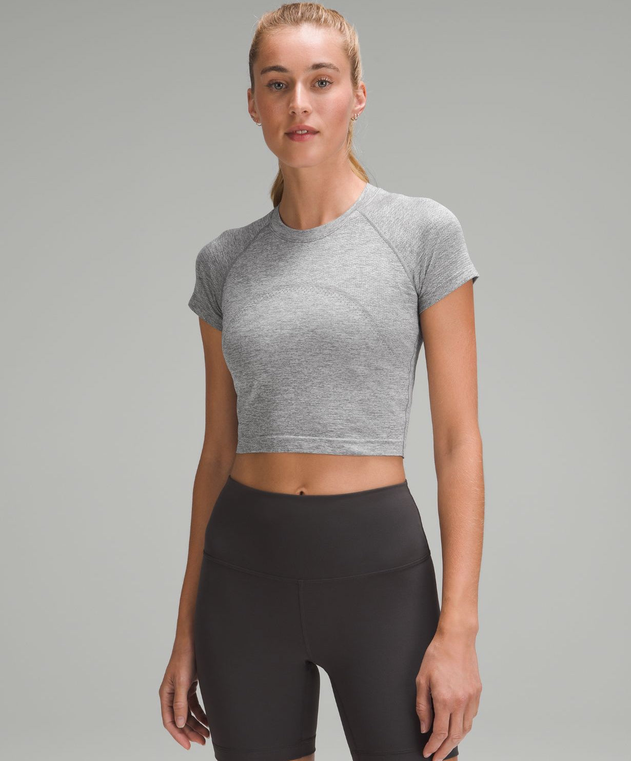 Swiftly Short Sleeve Cropped Slate