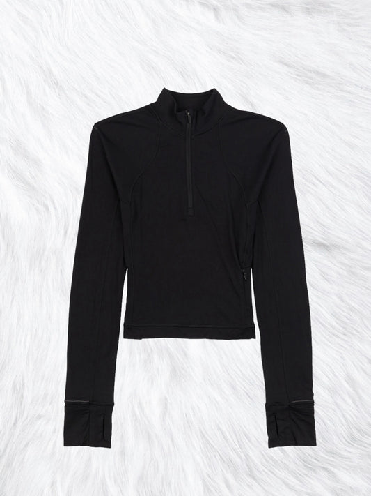 It’s Rulu Run Ribbed Crop 1/2 Zip Black