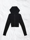 Scuba Full Zip Crop Hoodie Black